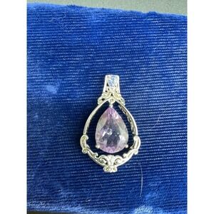 Sterling Silver Amethyst Dainty Door Knocker Pendant Ornate Delicate‎